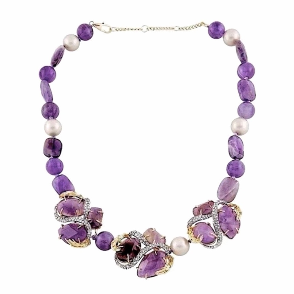 Alexis Bittar Lavender and Pearl Statement Necklace